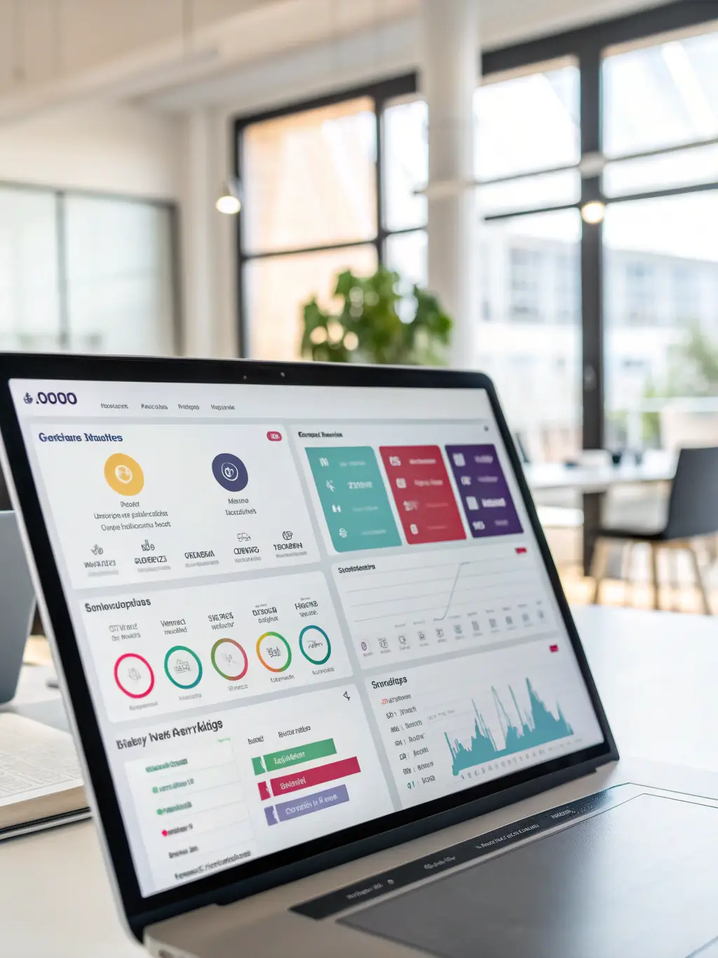 A clean, modern dashboard displaying key performance indicators (KPIs) for sales and customer satisfaction within the Mbh-app.one CRM.